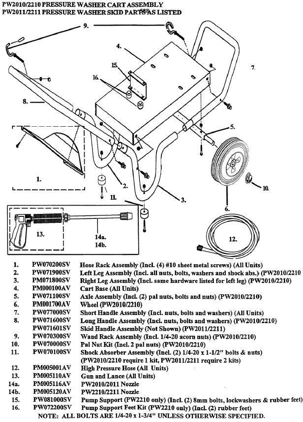 Campbell Hausfeld PW2011 pressure washer replacment parts